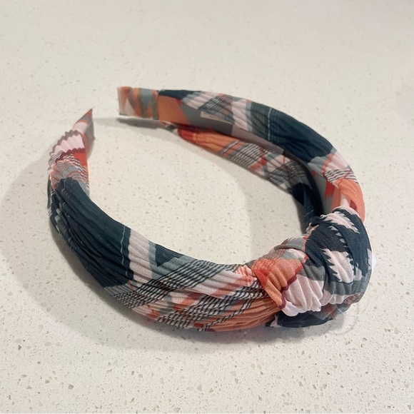 Anthropologie Green Plaid Headband - Picture 3 of 3